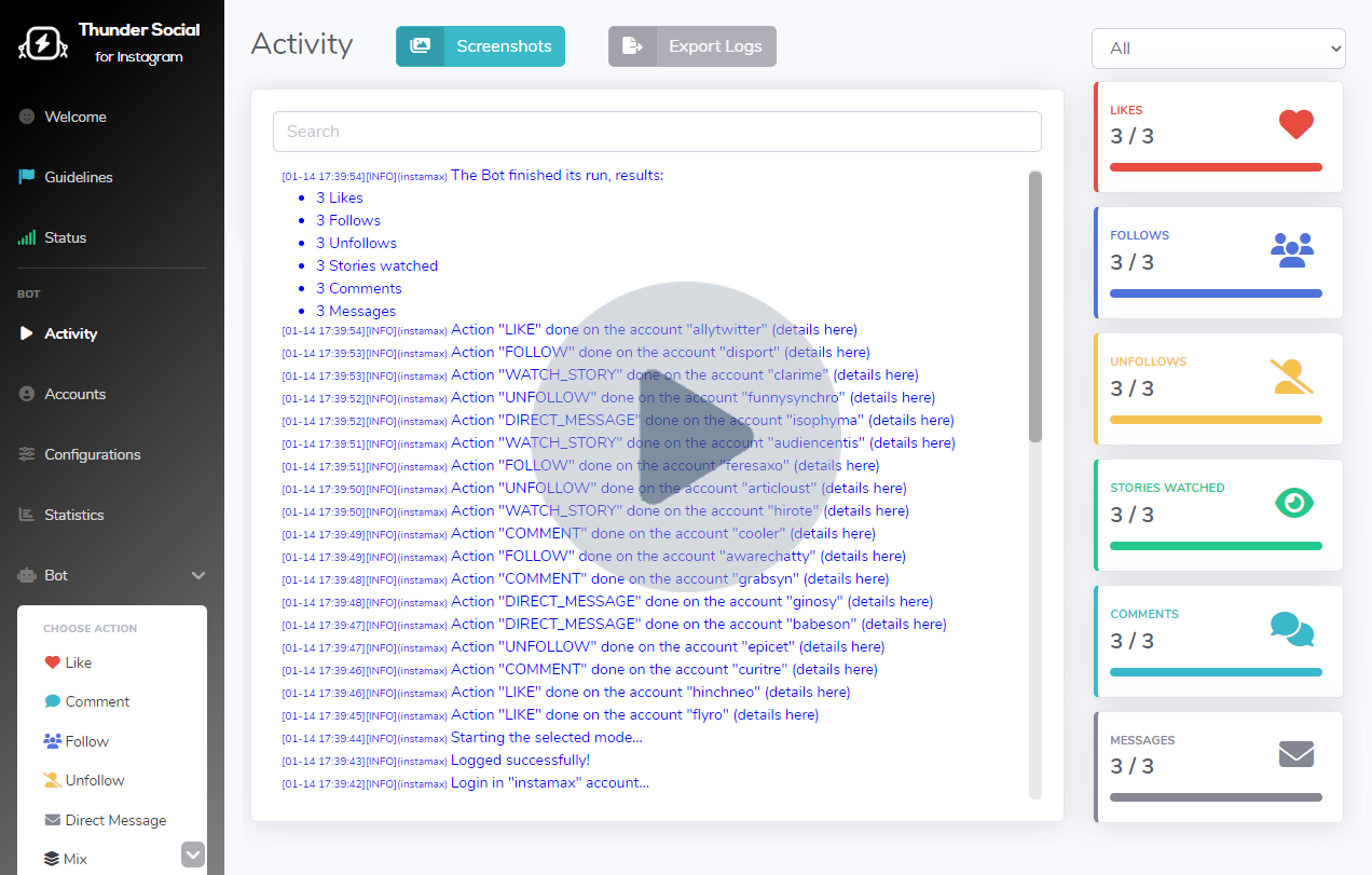 Screenshot of our software